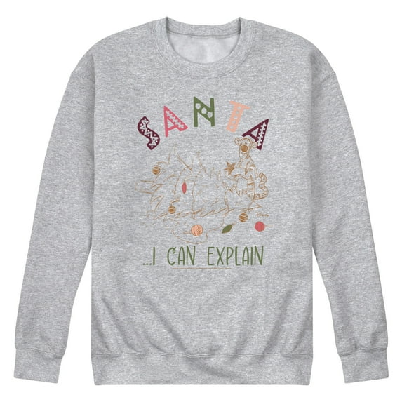 Disney Winnie The Pooh - Christmas Tigger - Santa, I Can Explain - Men's Crew Neck Fleece Pullover