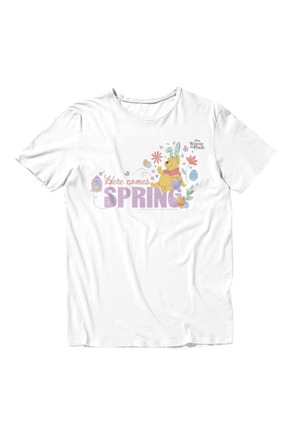 Winnie The Pooh Easter Here Comes Spring Pastel Bunny Men's T Shirt (White, S-XXXL)