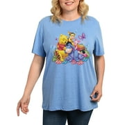 Disney Winnie The Pooh Eeyore Tigger Piglet T-Shirt Light Blue (Women's Plus)