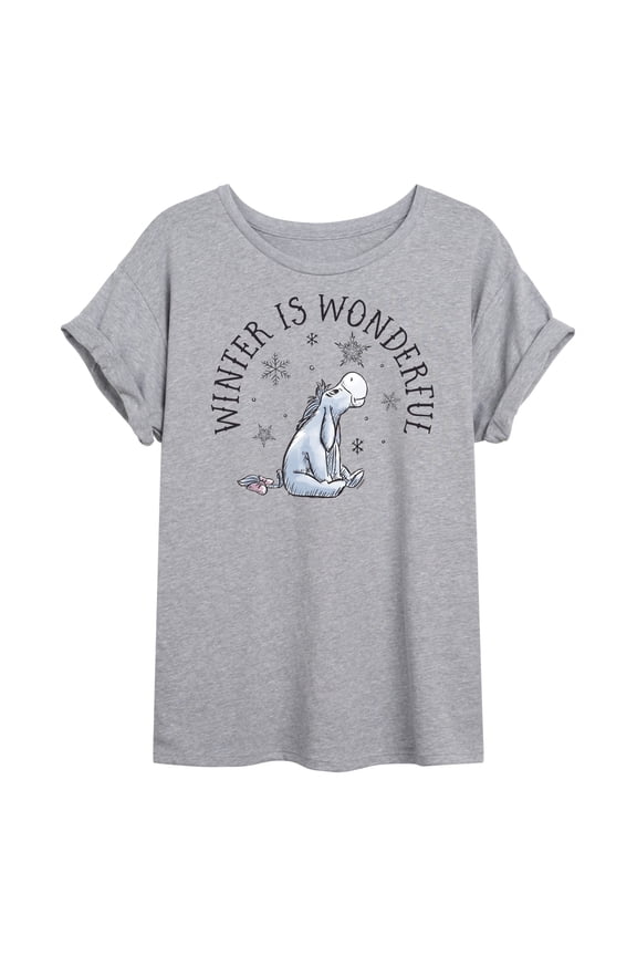 Disney Winnie The Pooh - Eeyore Winter Is Wonderful Christmas - Women's Oversized T-Shirt