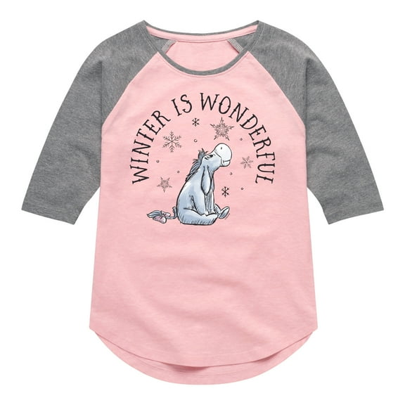 Disney Winnie The Pooh - Eeyore Winter Is Wonderful - Toddler & Youth Girls Raglan Graphic T-Shirt