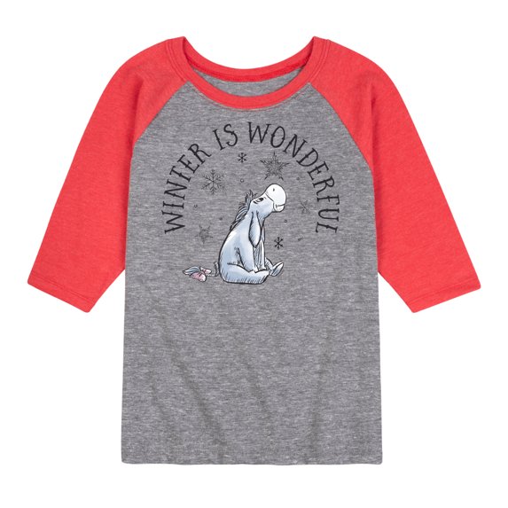 Disney Winnie The Pooh - Eeyore Winter is Wonderful - Toddler & Youth Raglan Graphic T-Shirt
