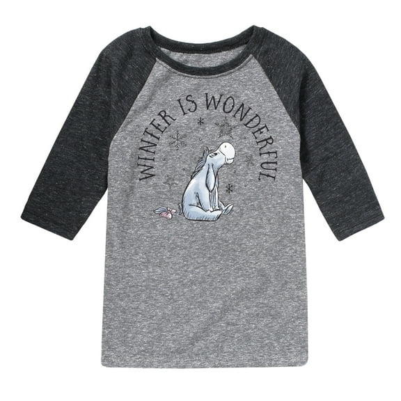 Disney Winnie The Pooh - Eeyore Winter is Wonderful Christmas - Toddler & Youth Raglan Graphic T-Shirt
