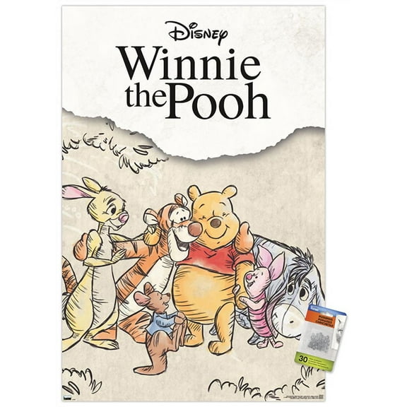 Disney Winnie The Pooh - Group Sketch Wall Poster with Push Pins, 22.375" x 34"