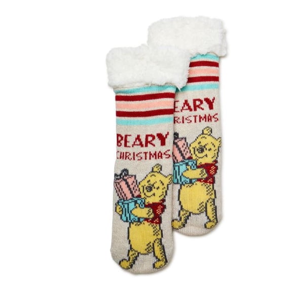 Disney Winnie The Pooh, Holiday Women's Slipper Socks, 1-Pack, Size 4-10