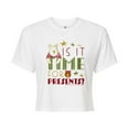 thumbnail image 1 of Disney Winnie The Pooh - Is It Time For Presents? Christmas- Juniors Cropped Cotton Blend T-Shirt, 1 of 5