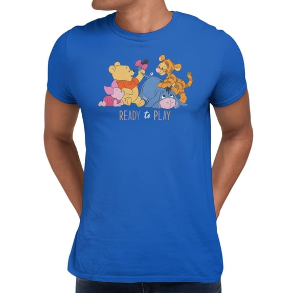 Disney Winnie The Pooh Men's Babyie Ready To Play T-Shirt (Royal, S-XXXL)