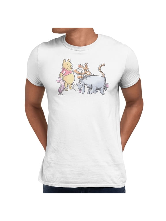 Winnie The Pooh Men's Friends Smile Together Groupshot T-Shirt (Bright White, S-XXXL)