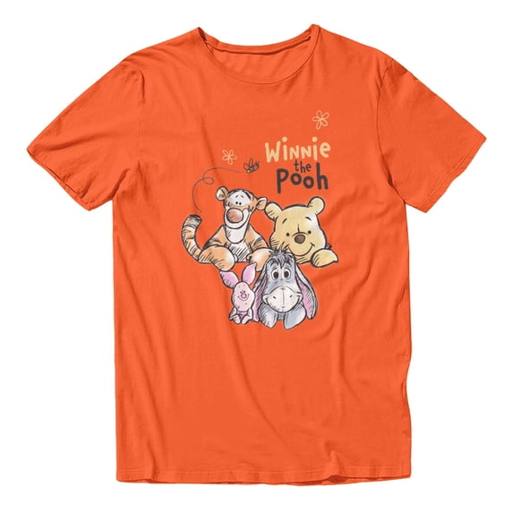 Disney Winnie The Pooh Men's Smiley Friends Look To You T-Shirt (Orange , S-XXXL)