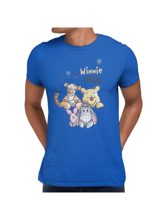 Winnie The Pooh Men's Smiley Friends Look To You T-Shirt (Royal, S-XXXL)