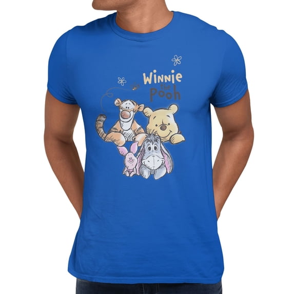 Disney Winnie The Pooh Men's Smiley Friends Look To You T-Shirt (Royal, S-XXXL)