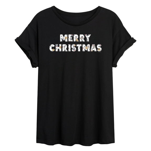 Disney Winnie The Pooh - Merry Christmas Characters Fill - Juniors Ideal Flowy Muscle T-Shirt