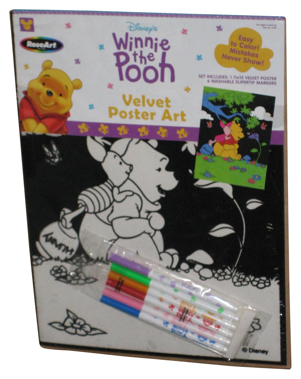 Disney Winnie The Pooh & Piglet (2000) RoseArt Velvet Poster Art Kit w/ Washable Markers