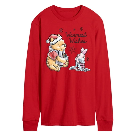 Disney Winnie The Pooh - Pooh & Piglet Warmest Wishes Christmas - Men's Long Sleeve T-Shirt