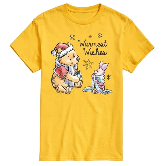 Disney Winnie The Pooh - Pooh & Piglet Warmest Wishes Christmas - Men's Short Sleeve Graphic T-Shirt