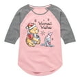 thumbnail image 1 of Disney Winnie The Pooh - Pooh & Piglet Warmest Wishes Christmas - Toddler & Youth Girls Raglan Graphic T-Shirt, 1 of 5