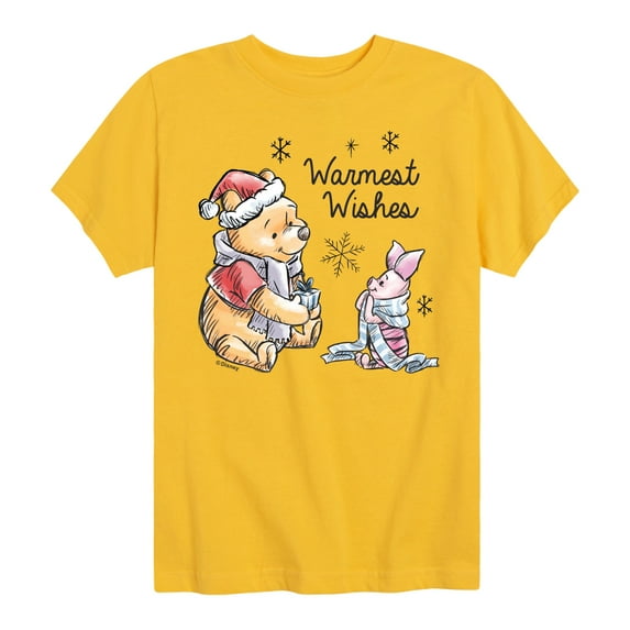 Disney Winnie The Pooh - Pooh & Piglet Warmest Wishes Christmas - Toddler & Youth Short Sleeve Graphic T-Shirt