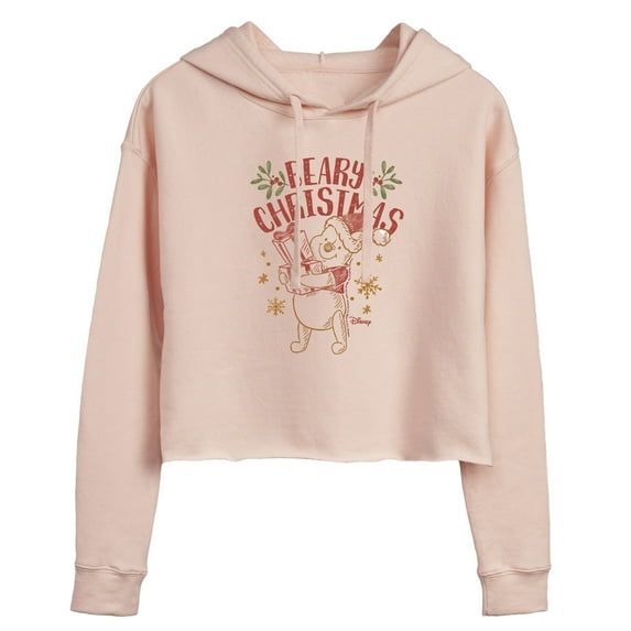 Disney Winnie The Pooh - Pooh Wishes A Beary Christmas - Juniors Cropped Pullover Hoodie