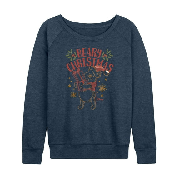 Disney Winnie The Pooh - Pooh Wishes A Beary Christmas - Women's Lightweight French Terry Long Sleeve Shirt