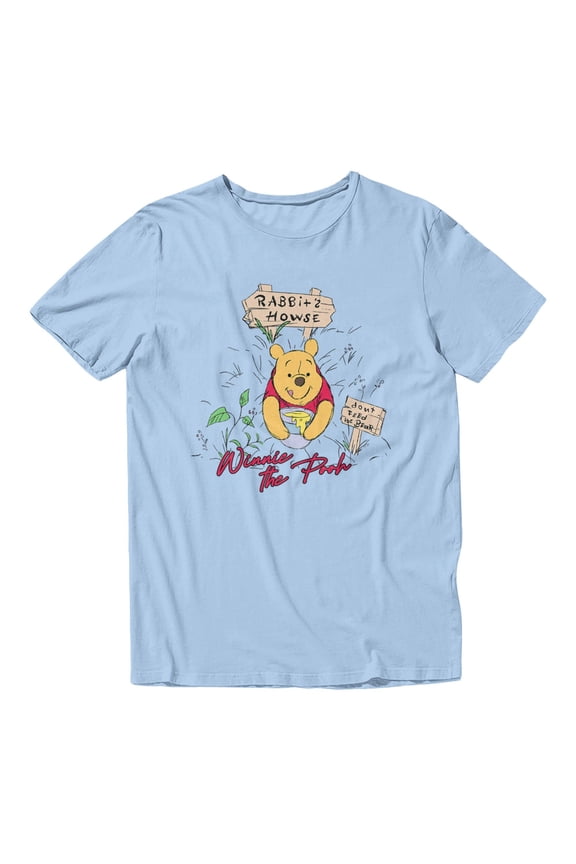 Winnie The Pooh Rabbit House Design Men's T Shirt (Light Blue, S-XXXL)