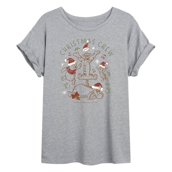 Disney Winnie The Pooh - Tigger, Pooh, Eeyore, & Piglet Christmas Crew - Women's Oversized T-Shirt