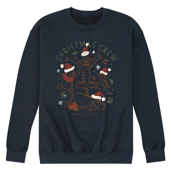 Disney Winnie The Pooh - Tigger, Pooh, Eeyore, & Piglet Christmas Crew - Men's Crew Neck Fleece Pullover