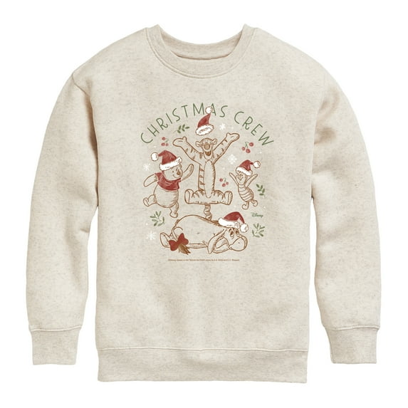 Disney Winnie The Pooh - Tigger, Pooh, Eeyore, & Piglet Christmas Crew - Toddler & Youth Crewneck Fleece Sweatshirt