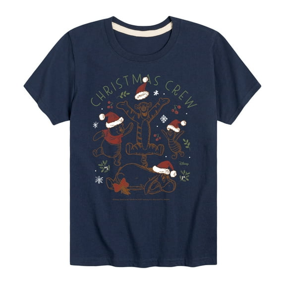 Disney Winnie The Pooh - Tigger, Pooh, Eeyore, & Piglet Christmas Crew - Toddler & Youth Short Sleeve T-Shirt