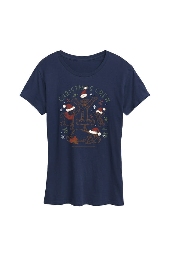 Disney Winnie The Pooh - Tigger, Pooh, Eeyore, & Piglet Christmas Crew - Women's Short Sleeve Graphic T-Shirt