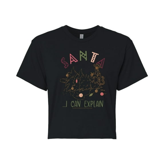 Disney Winnie The Pooh - Christmas Tigger - Santa, I Can Explain - Juniors Cropped Cotton Blend T-Shirt