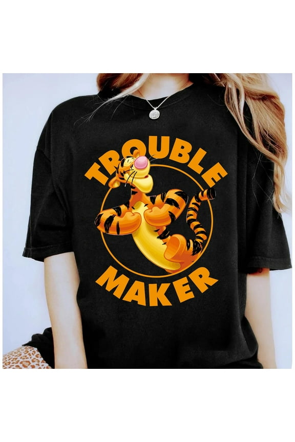 Winnie The Pooh Tigger Trouble Maker T-Shirt, Funny Tigger Shirt, Walt Disney World Shirt, Disneyland Family Vacation Trip Gift, S-5Xl Shirt