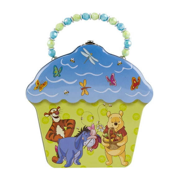 Disney Winnie The Pooh Tin Cupcake Lunchbox - 7.25x2.75x7" - Eeyore Piglet and Tigger