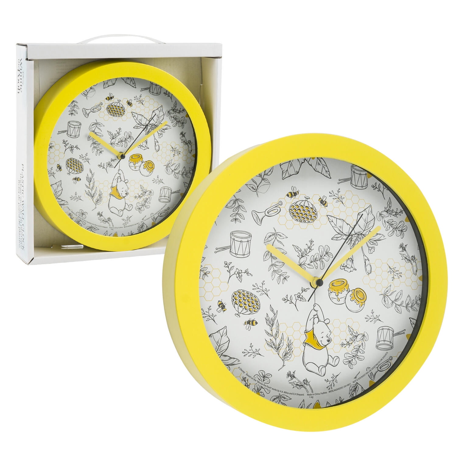 Disney Winnie The Pooh Wall Clock- 9.5""- WINNIE- Yellow