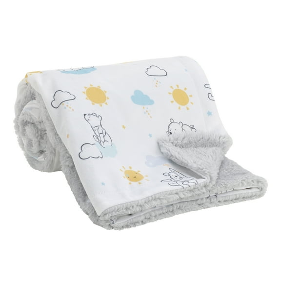 Disney Winnie The Pooh White, Yellow, and Aqua Blanket