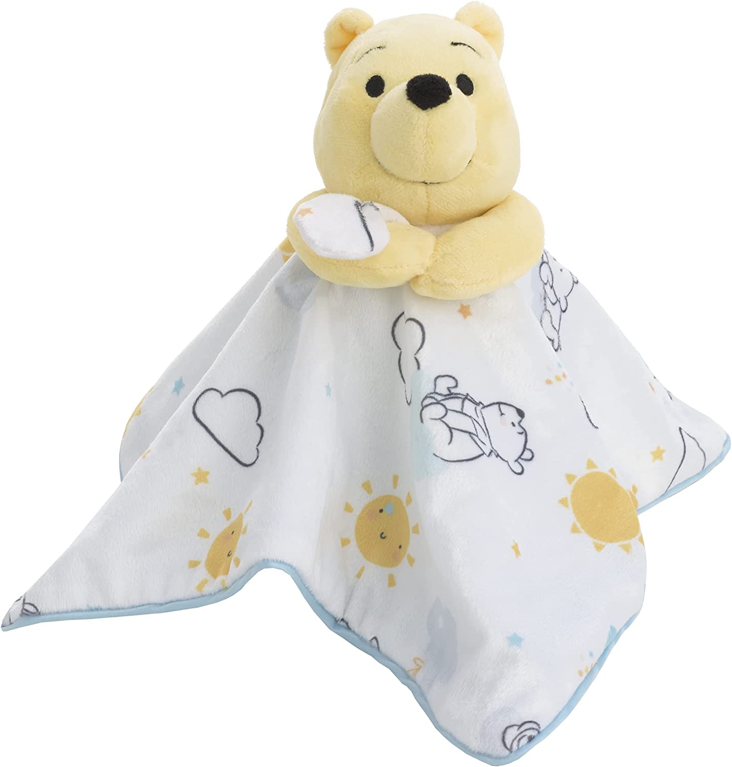 Disney Winnie The Pooh White, Yellow, and Aqua Cloud and Sun Lovey Security Blanket - image 1 of 5