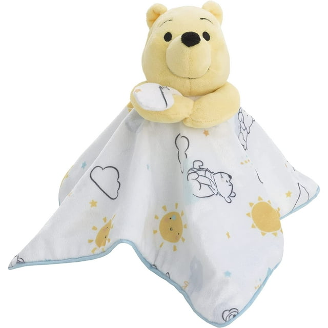 Disney Winnie The Pooh White, Yellow, and Aqua Cloud and Sun Lovey Security Blanket