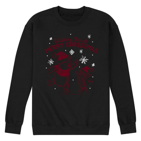 Disney Winnie The Pooh - Wishing For A Merry Christmas - Men's Crew Neck Fleece Pullover