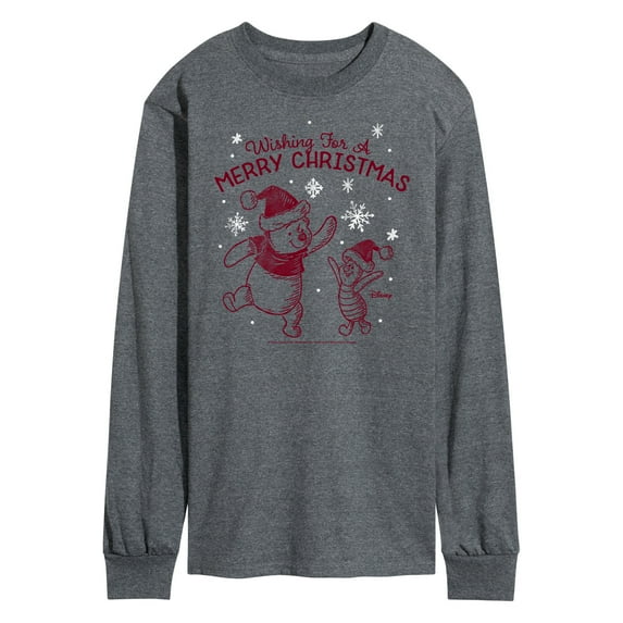 Disney Winnie The Pooh - Wishing For A Merry Christmas - Men's Long Sleeve T-Shirt