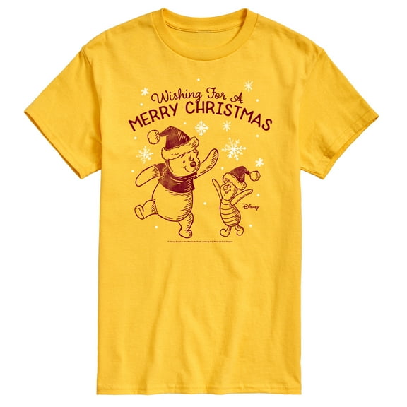 Disney Winnie The Pooh - Wishing For A Merry Christmas - Men's Short Sleeve Graphic T-Shirt
