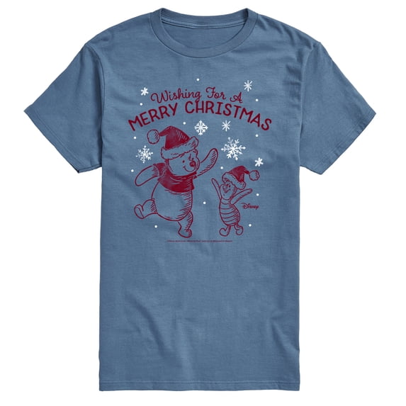 Disney Winnie The Pooh - Wishing For A Merry Christmas - Men's Short Sleeve Graphic T-Shirt