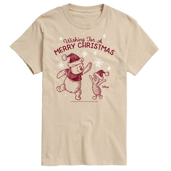 Disney Winnie The Pooh - Wishing For A Merry Christmas - Men's Short Sleeve Graphic T-Shirt