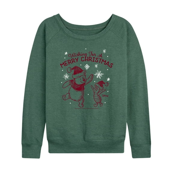 Disney Winnie The Pooh - Wishing For A Merry Christmas - Women's Lightweight French Terry Long Sleeve Shirt