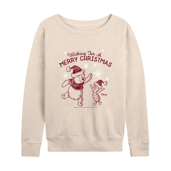 Disney Winnie The Pooh - Wishing For A Merry Christmas - Women's Lightweight French Terry Long Sleeve Shirt