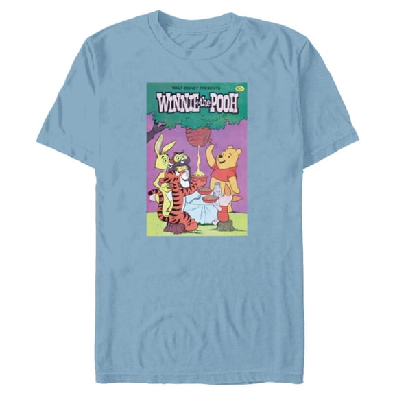 Disney Winnie The Pooh and Friends Retro Poster - Short Sleeve Blended T-Shirt for Adults - Customized-Ocean Blue