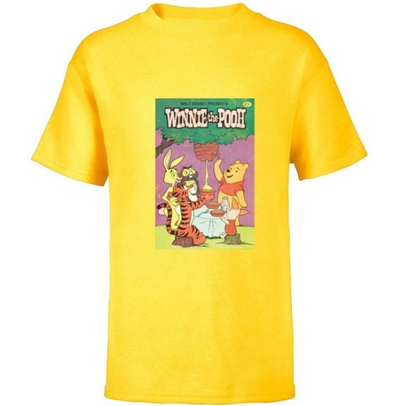 Disney Winnie The Pooh and Friends Retro Poster - Short Sleeve T-Shirt for Kids - Customized-Yellow