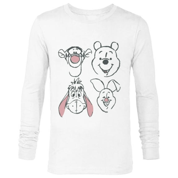 Disney Winnie The Pooh and Friends Sketch - Long Sleeve T-Shirt for Men - Customized-White