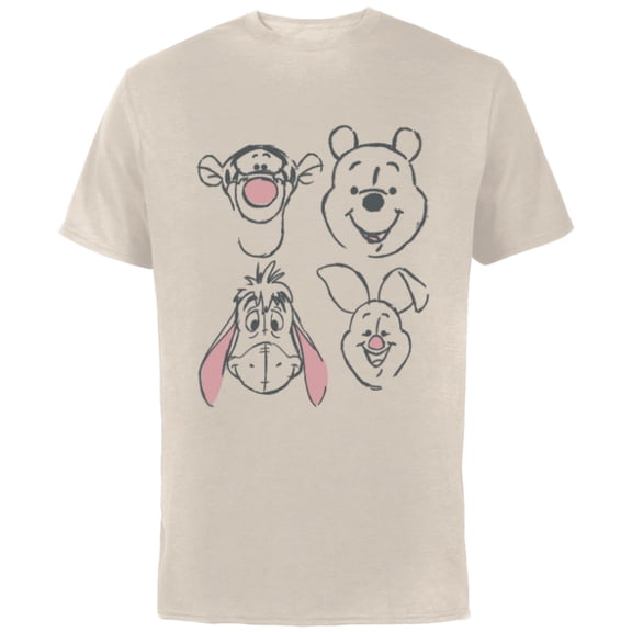 Disney Winnie The Pooh and Friends Sketch - Short Sleeve Cotton T-Shirt for Adults - Customized-Natural