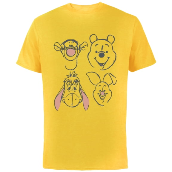 Disney Winnie The Pooh and Friends Sketch - Short Sleeve Cotton T-Shirt for Adults - Customized-Yellow