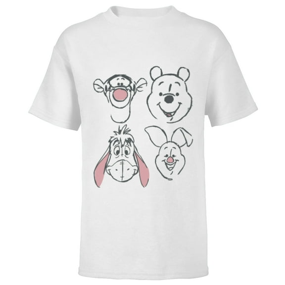 Disney Winnie The Pooh and Friends Sketch - Short Sleeve T-Shirt for Kids - Customized-White