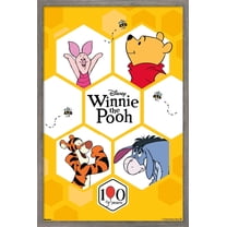 Disney Winnie the Pooh - 100th Anniversary Group Wall Poster, 14.725" x 22.375" Framed